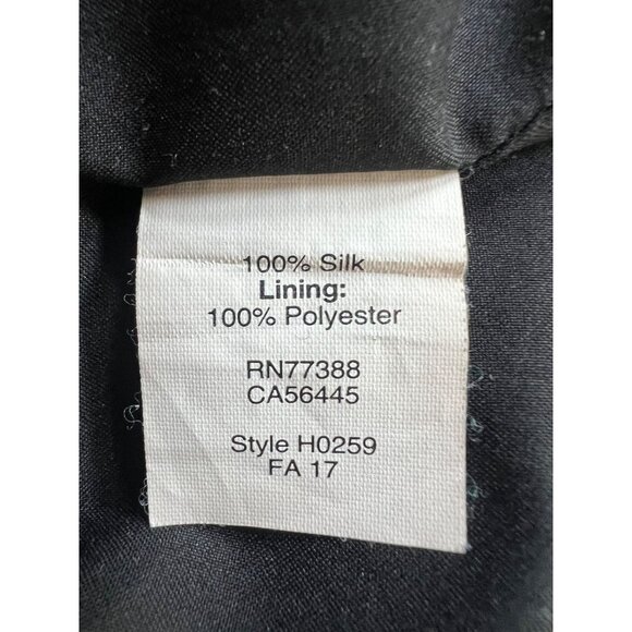 Madewell Black Star Scatter Silk V-Neck Button-Back Long Sleeve Dress Size Large - Picture 4 of 16